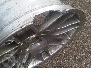 003. BMW CSL Alloy Wheel needs rebuilding as a chunk of Aluminium has broken off & is missing.